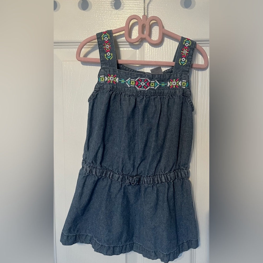 Carter’s 4T Denim Dress Embroidered Strap Chambray Toddler Dress